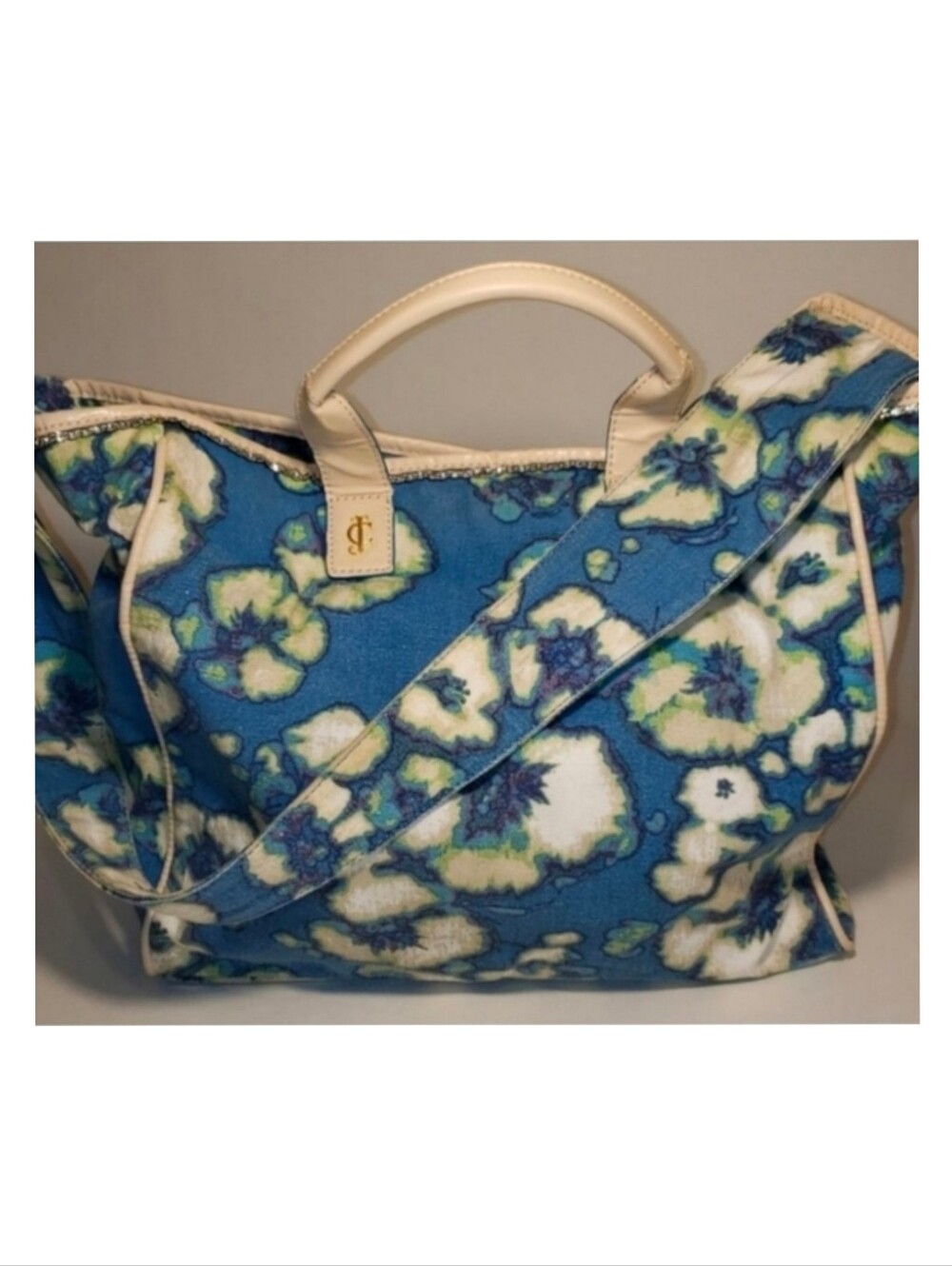 Juicy Couture Canvas Floral Tote Blue White